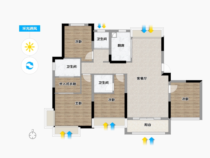 浙江省-温州市-华董·华富广场-115.20-户型库-采光通风