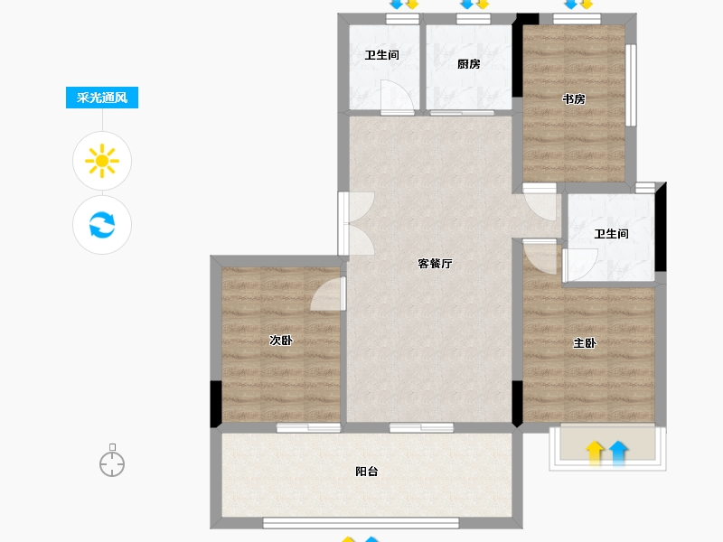 贵州省-毕节市-公园1号-77.60-户型库-采光通风