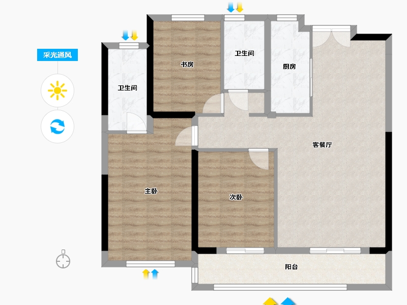 湖北省-武汉市-国铁城投国樾滨江-102.63-户型库-采光通风