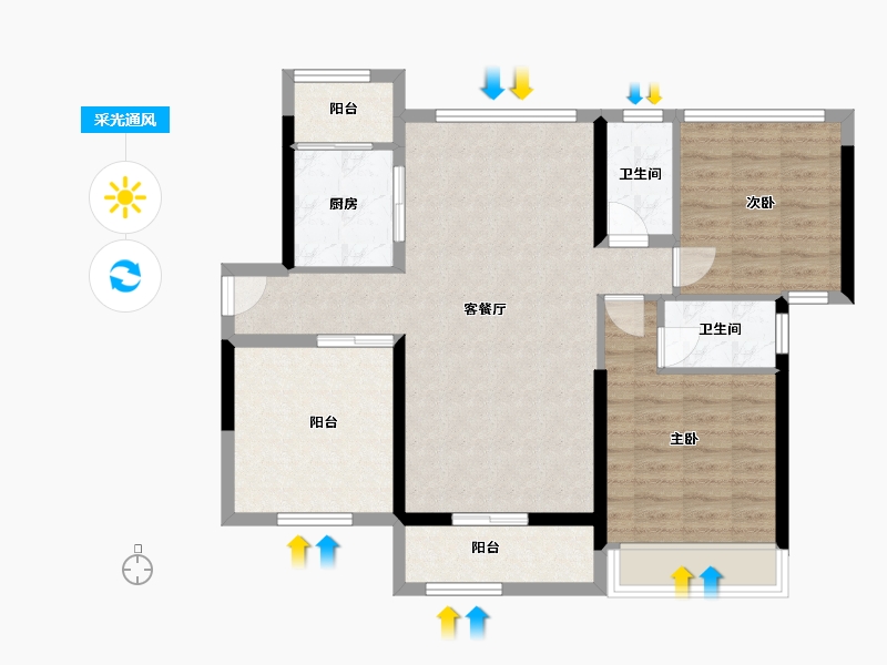 广东省-湛江市-阅海华府-88.22-户型库-采光通风