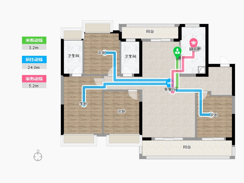 湖南省-长沙市-明昇·望月府-126.70-户型库-动静线