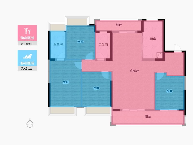 湖南省-长沙市-明昇·望月府-126.70-户型库-动静分区