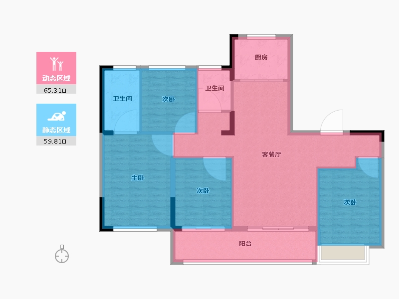 浙江省-宁波市-大观未来里-114.40-户型库-动静分区