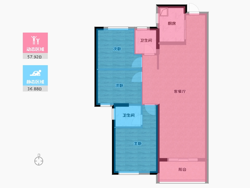 福建省-福州市-浦兴新苑-84.80-户型库-动静分区