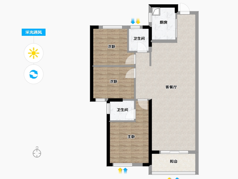 福建省-福州市-浦兴新苑-84.80-户型库-采光通风