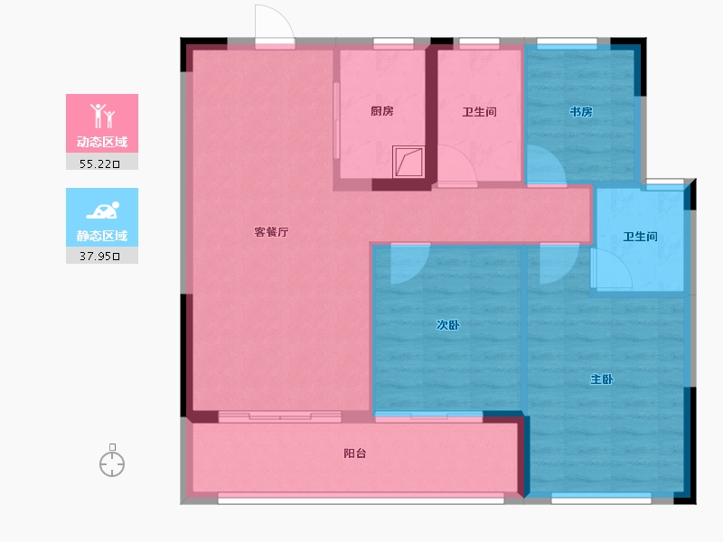 浙江省-宁波市-映翠晓园-84.00-户型库-动静分区