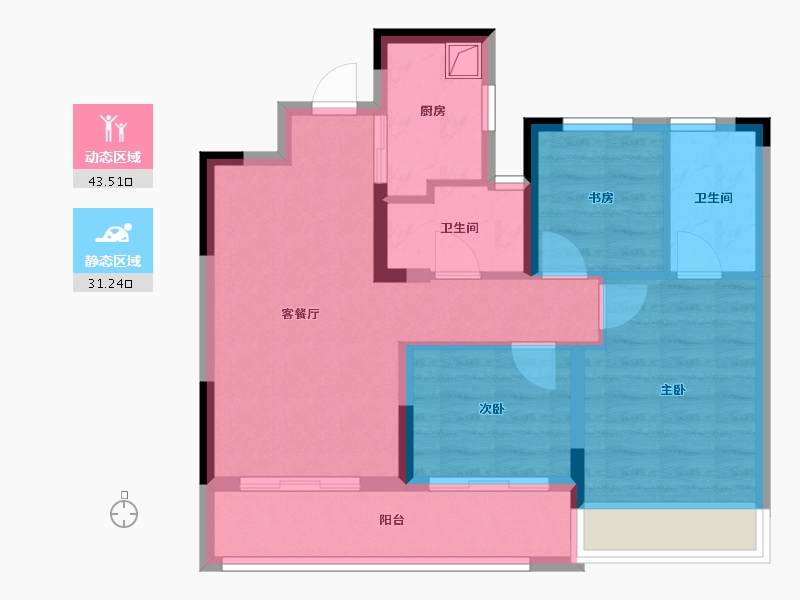 浙江省-嘉兴市-玖晟园-65.79-户型库-动静分区