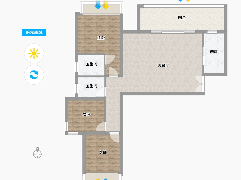 贵州省-遵义市-屿山府-90.84-户型库-采光通风