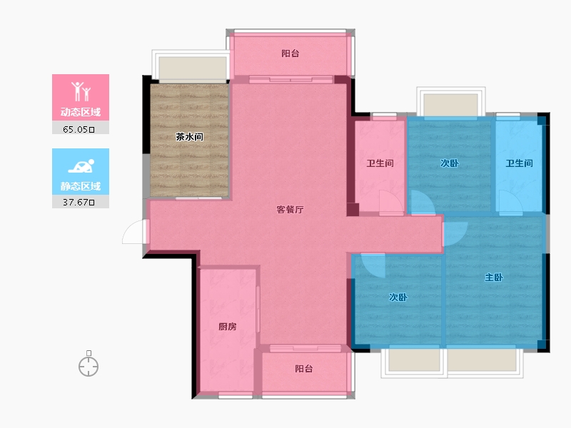 浙江省-杭州市-杭房御东方-100.77-户型库-动静分区