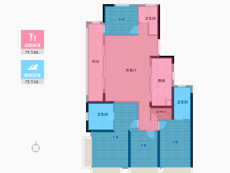 湖北省-武汉市-国铁城投国樾滨江-136.00-户型库-动静分区