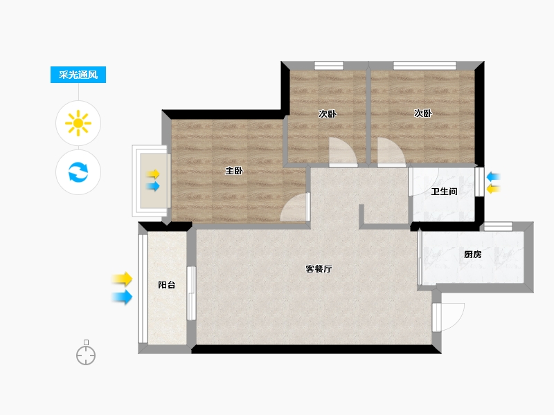 广东省-深圳市-绿海山河逸居-63.55-户型库-采光通风