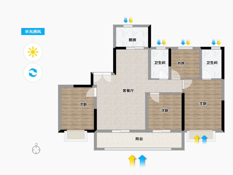 浙江省-宁波市-姚玖湾-112.00-户型库-采光通风