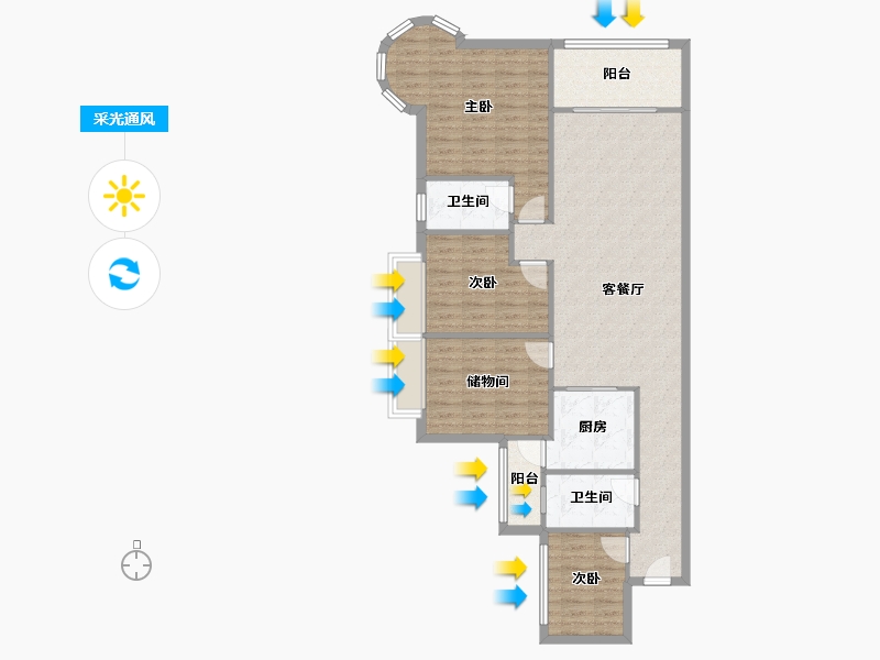 广东省-佛山市-瑞安花园-瑞丰阁-86.85-户型库-采光通风