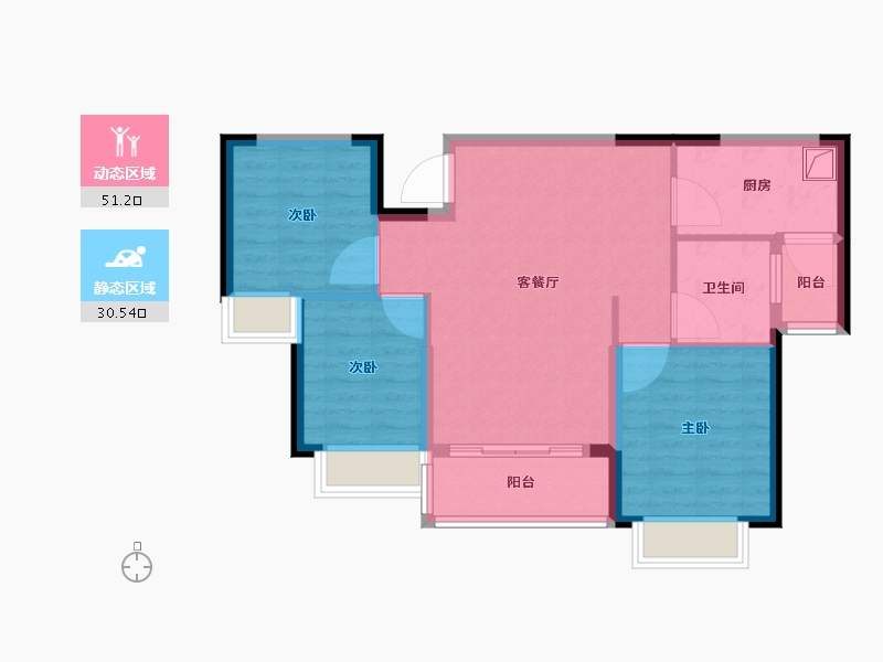 湖北省-襄阳市-襄阳恒大翡翠珑庭-73.00-户型库-动静分区