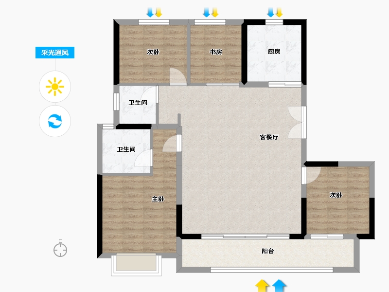 浙江省-宁波市-姚玖湾-112.00-户型库-采光通风