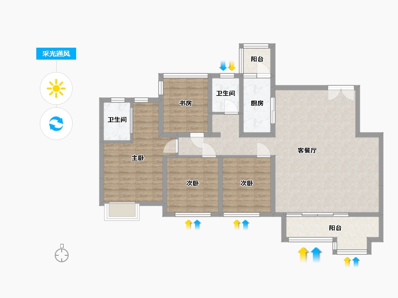 四川省-泸州市-绿地城-111.07-户型库-采光通风