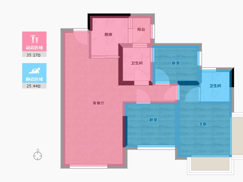 四川省-眉山市-凤鸣朝阳一期-52.57-户型库-动静分区