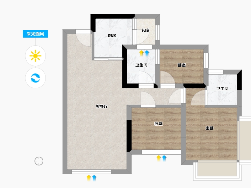 四川省-眉山市-凤鸣朝阳一期-52.57-户型库-采光通风