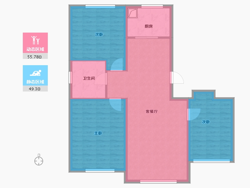 内蒙古自治区-鄂尔多斯市-盛景河套华庭-95.00-户型库-动静分区