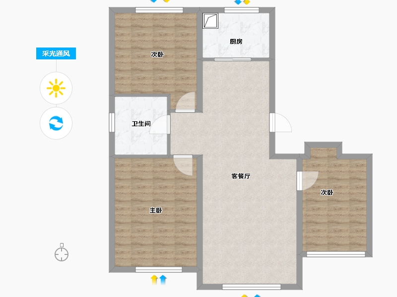 内蒙古自治区-鄂尔多斯市-盛景河套华庭-95.00-户型库-采光通风