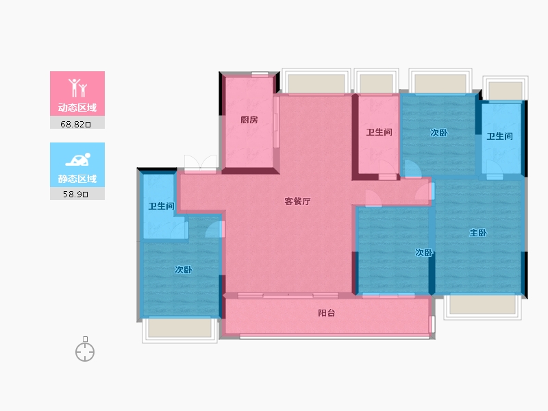 江苏省-扬州市-蝶湖院-114.39-户型库-动静分区