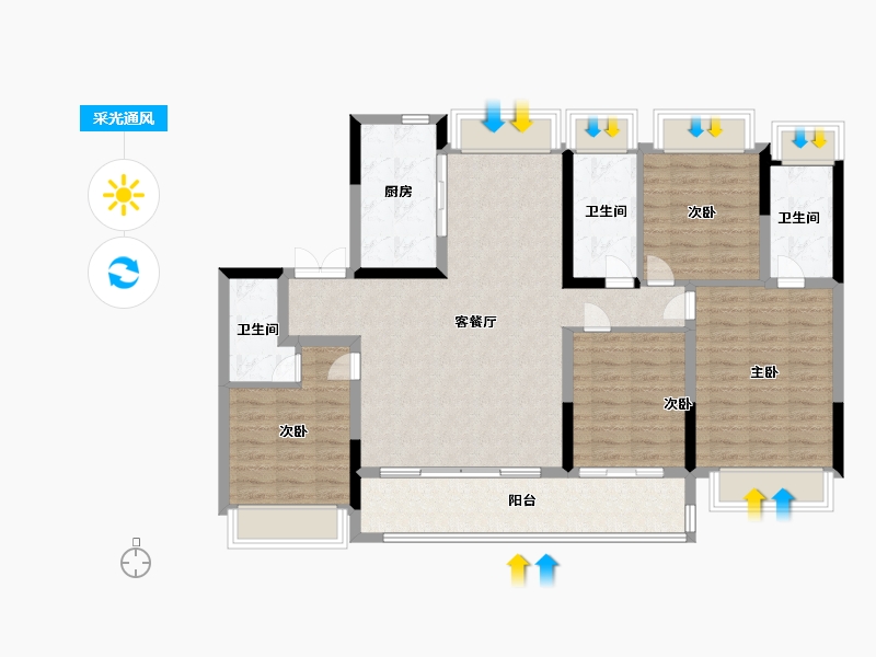 江苏省-扬州市-蝶湖院-114.39-户型库-采光通风