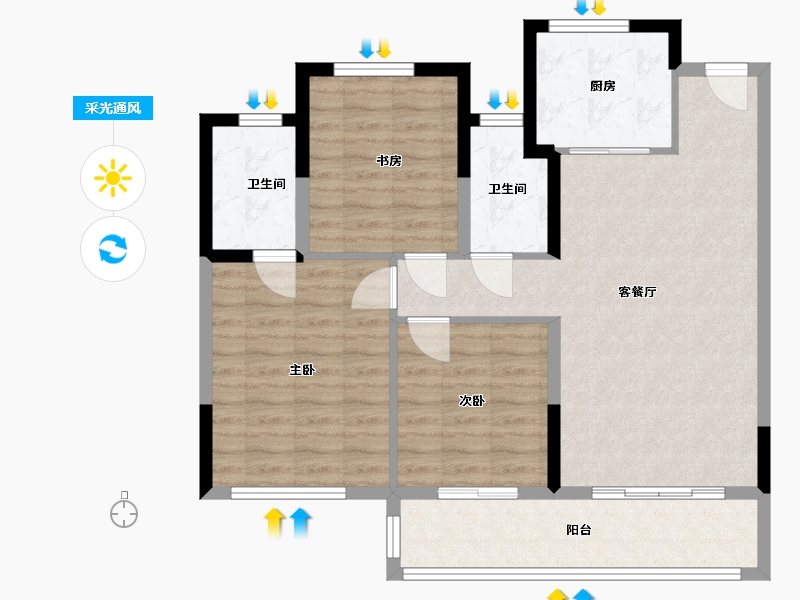 浙江省-温州市-公园壹号-91.20-户型库-采光通风