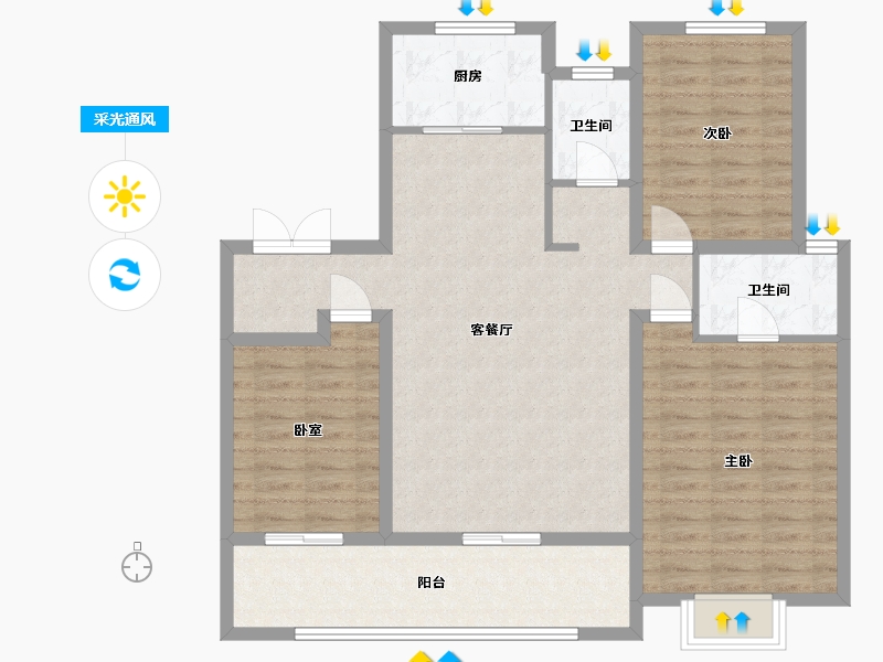 河北省-石家庄市-城发投·云澜悦府（华药北项目)-103.76-户型库-采光通风