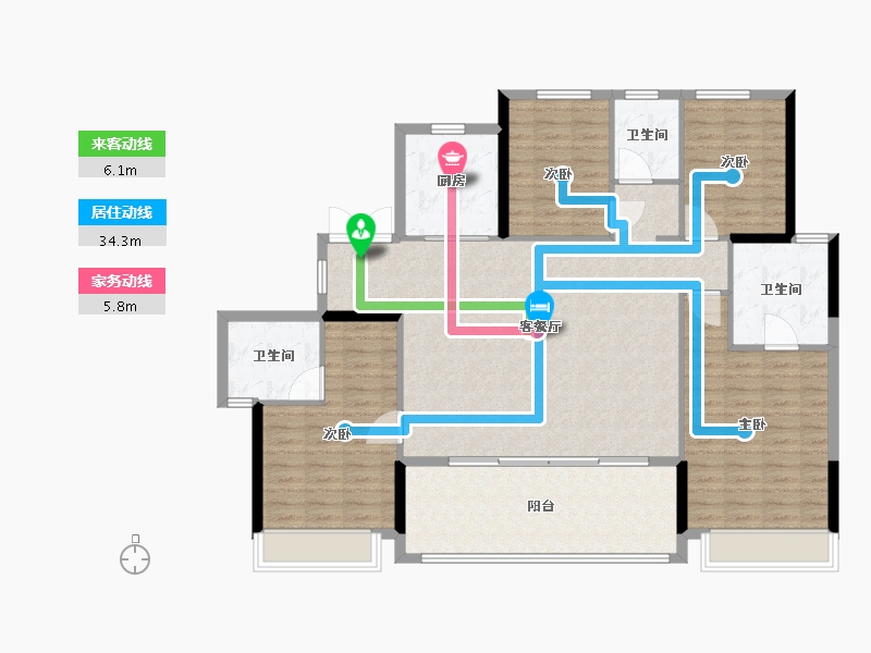 浙江省-湖州市-星悦里-136.00-户型库-动静线