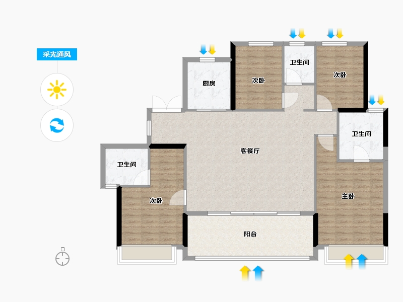 浙江省-湖州市-星悦里-136.00-户型库-采光通风