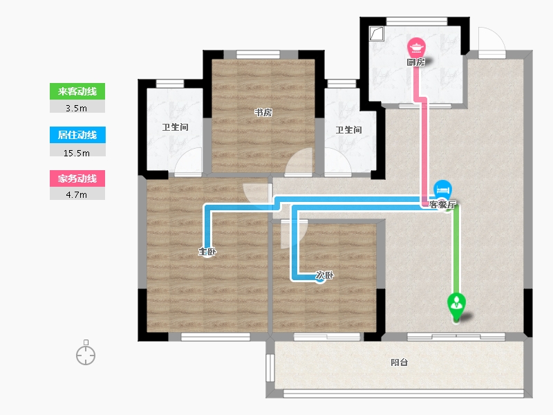 浙江省-温州市-永嘉公园壹号-91.79-户型库-动静线