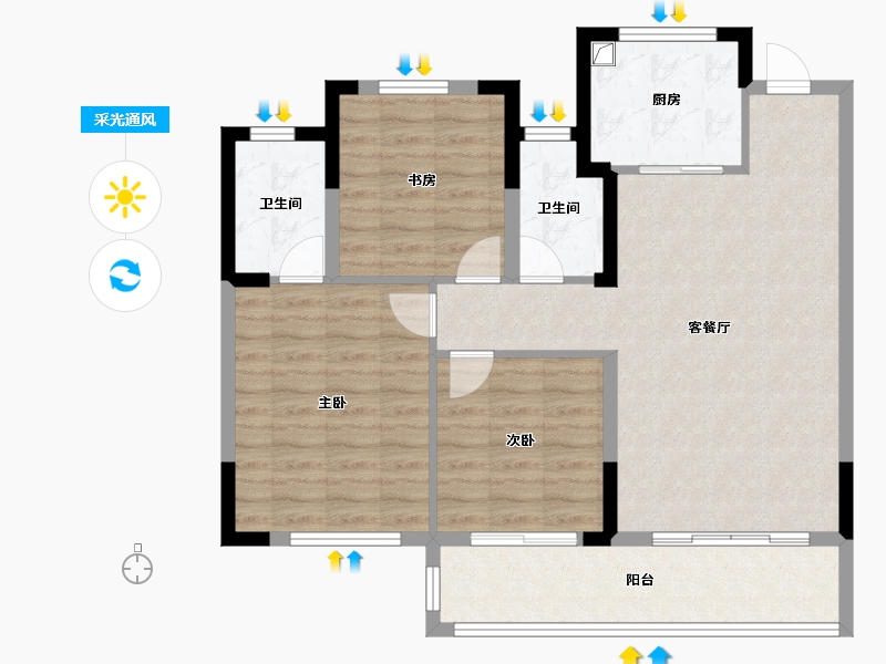 浙江省-温州市-永嘉公园壹号-91.79-户型库-采光通风