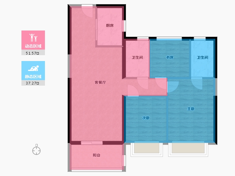 陕西省-西安市-金地·玖峯禧-79.98-户型库-动静分区