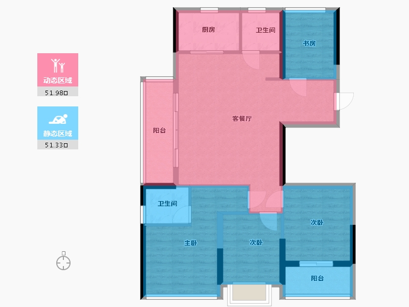 浙江省-嘉兴市-玖晟园-92.67-户型库-动静分区