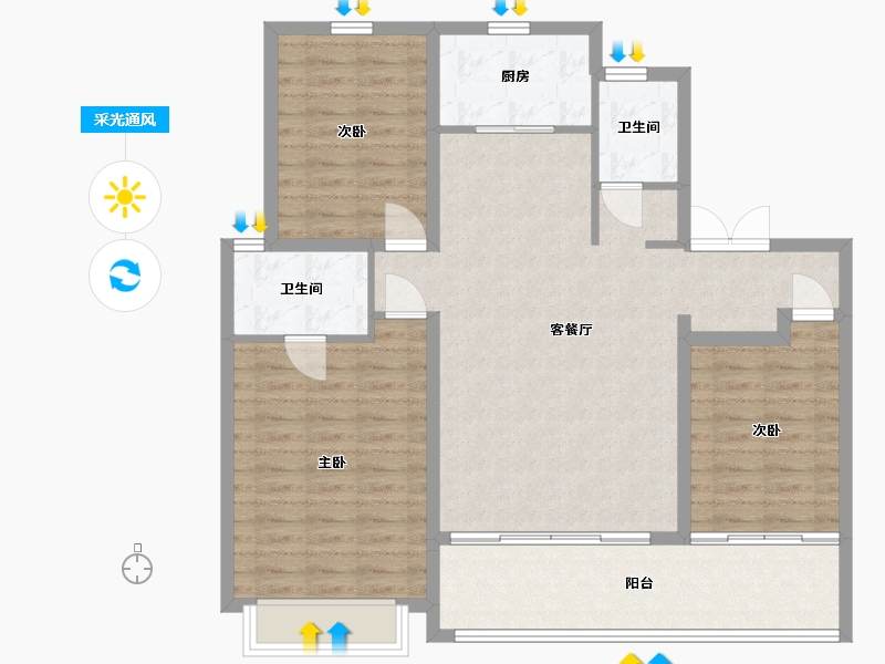 河北省-石家庄市-城发投·云澜悦府（华药北项目)-105.17-户型库-采光通风