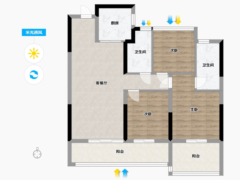 浙江省-温州市-南洋未来社区-84.00-户型库-采光通风