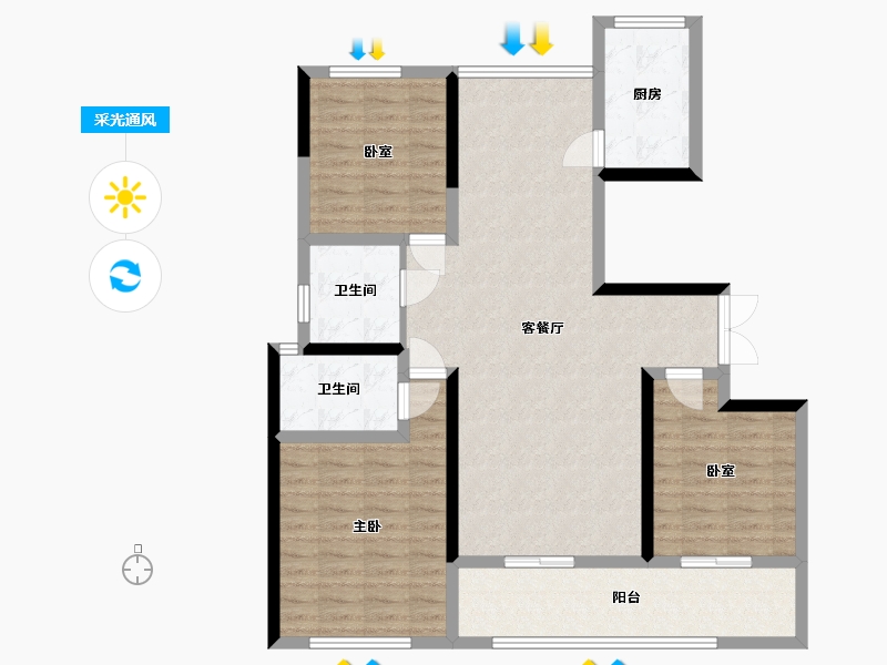 河南省-周口市-亿安新筑-104.00-户型库-采光通风