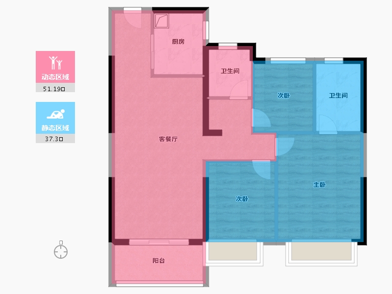 浙江省-温州市-云起春晖-79.20-户型库-动静分区