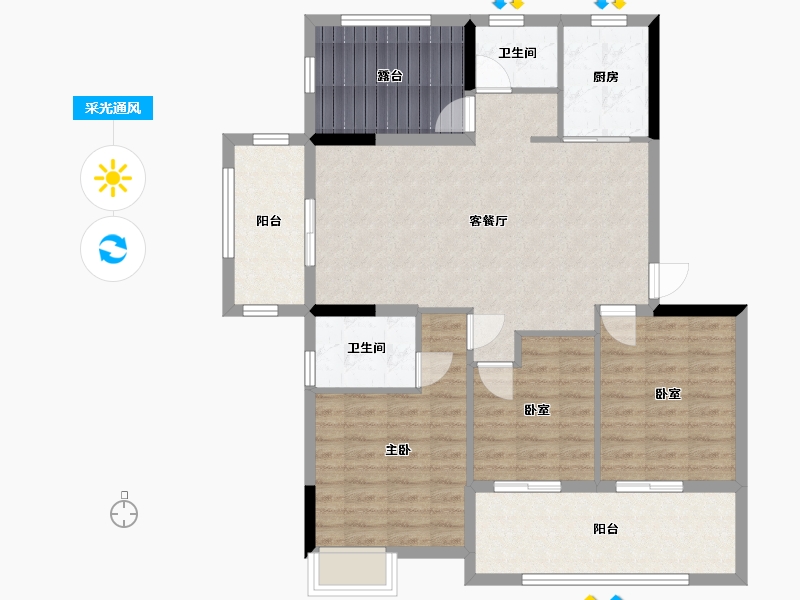 贵州省-毕节市-公园1号-101.74-户型库-采光通风