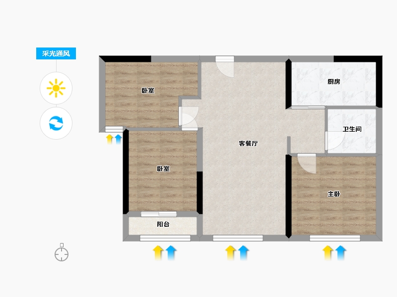 湖北省-十堰市-天府神苑-89.60-户型库-采光通风