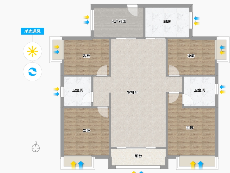 广东省-珠海市-怡泰雅苑-125.00-户型库-采光通风