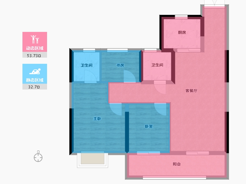 浙江省-温州市-华澜·金茂天成-76.97-户型库-动静分区