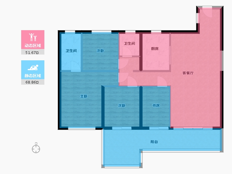 陕西省-西安市-金地·玖峯禧-109.26-户型库-动静分区