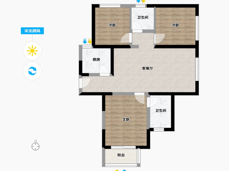 河南省-郑州市-佳源名门城邦悦橙苑-83.00-户型库-采光通风