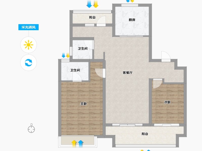 山东省-济宁市-紫麟府-95.20-户型库-采光通风