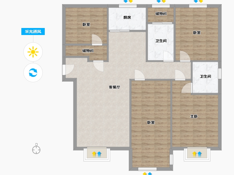 河南省-郑州市-万丰慧城-123.20-户型库-采光通风