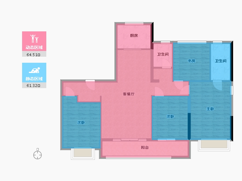 浙江省-宁波市-映翠晓园-114.21-户型库-动静分区