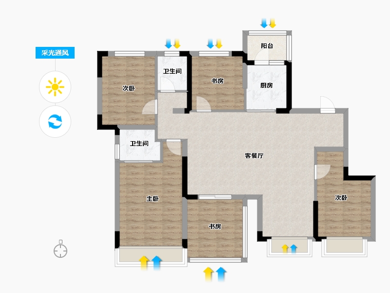 四川省-成都市-明信·天府壹号-112.78-户型库-采光通风