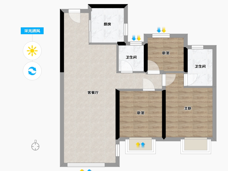 浙江省-温州市-滨江壹号-71.13-户型库-采光通风