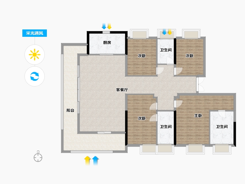 湖南省-长沙市-明昇·望月府-182.62-户型库-采光通风